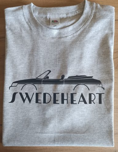 T-Shirt Saab 900 Cabrio hellgraues T-Shirt mit Saab 900 Cabrio