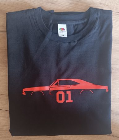 T-Shirt Dodge Charger General Lee schwarzes T-Shirt mit 1969 Dodge Charger General Lee