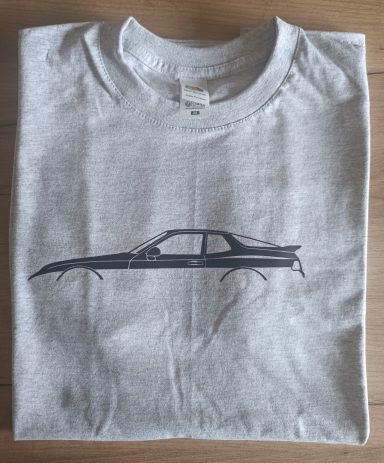 T-Shirt Porsche 968 graues T-Shirt mit Silhouette eines Porsche 968