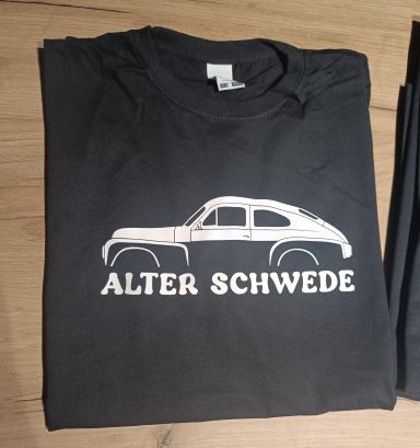 T-Shirt Volvo PV544 schwarzes T-Shirt mit Volvo PV544 Buckelvolvo Silhouette