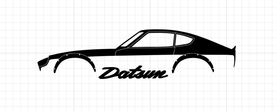 T-Shirt Datsun 240Z/260Z schwarze Silhouette eines Datsun 260Z