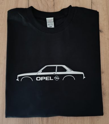 T-Shirt Opel Ascona B Schwarzes T-Shirt mit Opel Ascona B