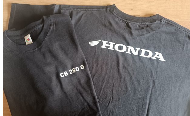 T-Shirt Honda CB250G schwarzes T-Shirt mit Honda-Aufdruck hinten und vorne CB250G