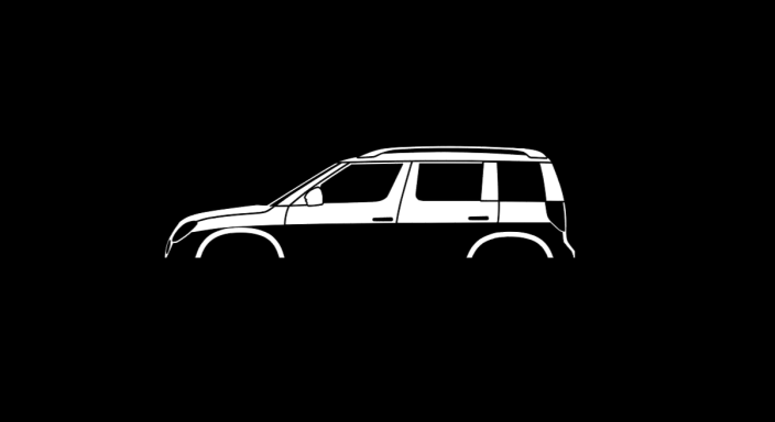 T-Shirt Skoda Yeti 2009-2012 schwarzes T-Shirt mit Silhouette eines Skoda Yeti