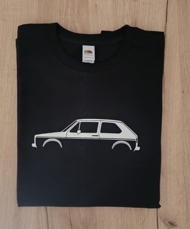 T-Shirt VW Golf 1 schwarzes T-Shirt mit Silhouette eines VW Golf 1