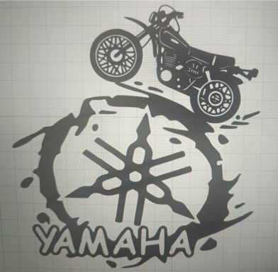 T-Shirt Yamaha XT500 (Variante 2) Yamaha XT500 fährt über das Yamaha Logo