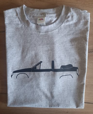 T-Shirt Opel Kadett E Cabrio graues T-Shirt mit der Silhouette eines Opel Kadett E Cabrio