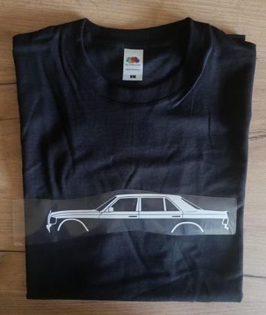 T-Shirt Mercedes W126 SE schwarzes T-Shirt mit Silhouette eines Mercedes W126 SE
