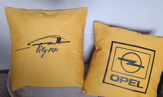 Kissenbezug Opel Tigra Kissenbezug 40x40cm in schwarz gelb für Opel Tigra Fans