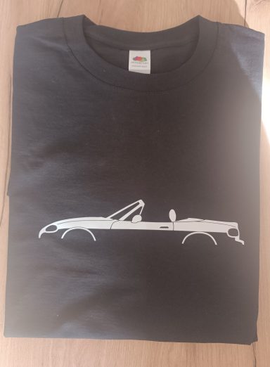 T-Shirt Mazda MX5 NB schwarzes T-Shirt mit Mazda MX5 Silhouette