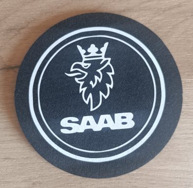 Untersetzer Saab schwarzer Untersetzer/Bierdeckel aus Filz mit Saab logo