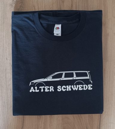 T-Shirt Volvo V70 II schwarzes T-Shirt mit Silhouette eines Volvo V70 II