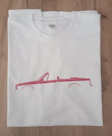 T-Shirt BMW 3er E30 Cabrio Weißes T-Shirt mit Silhouette eines 3er BMW E30 Cabrio