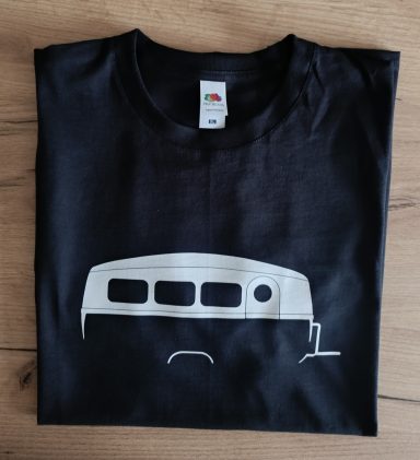 T-Shirt Caravan Westfalia 400-2 Schwarzes T-Shirt mit Oldtimer Wohnwagen Westfalia 400-2