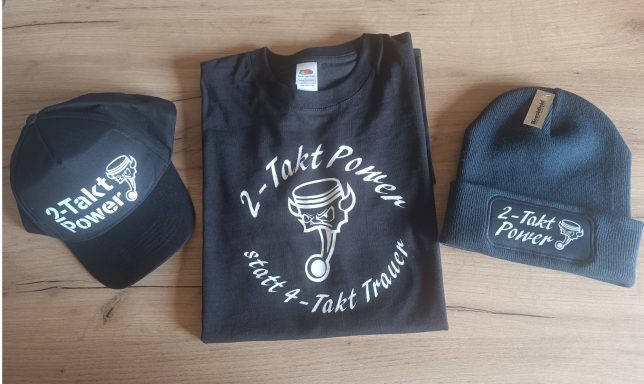 T-Shirt 2-Takt Power 2-Takt Power Kollektion, bestehend aus T-Shirt, passenden Beanie und Cap