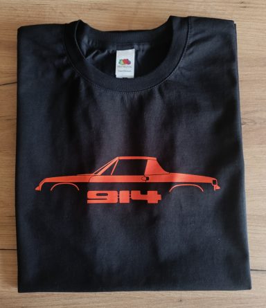 T-Shirt Porsche 914 schwarzes T-Shirt mit Silhouette eines VW Porsche 914