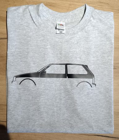 T-Shirt Fiat Uno turbo i.e. graues T-Shirt mit Silhouette eines Fiat Uno turbo