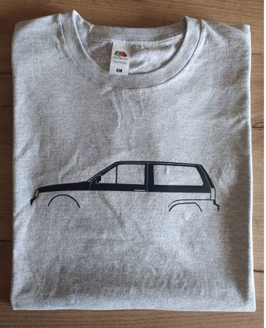 T-Shirt VW Polo Steilheck graues T-Shirt mit Silhouette eines VW Polo mk2 Steilheck
