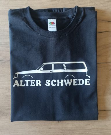 T-Shirt Volvo 245 schwarzes T-Shirt mit Silhouette eines Volvo 245