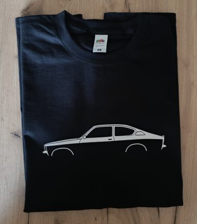 T-Shirt Opel Kadett CQP schwarzes T-Shirt mit Silhouette eines Opel Kadett CQP