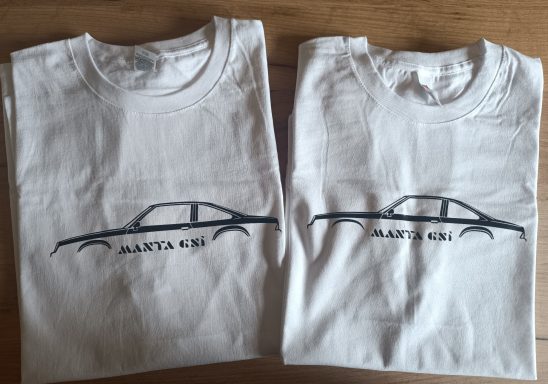 T-Shirt Opel Manta GSI weißes T-Shirt mit Silhouette eines Opel Manta GSI