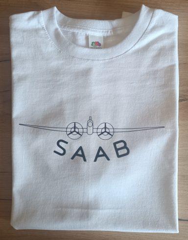 T-Shirt Saab Aero Logo weißes T-Shirt mit Saab Aero Logo