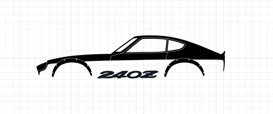 T-Shirt Datsun 240Z/260Z schwarze Silhouette eines Datsun 240Z