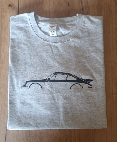 T-Shirt Porsche 911 turbo 930 graues T-Shirt mit Silhouette eines Porsche 911 turbo 930