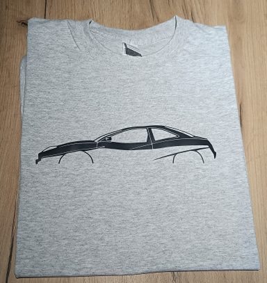 T-Shirt Fiat Coupe graues T-Shirt mit Silhouette eines Fiat Coupe 20V