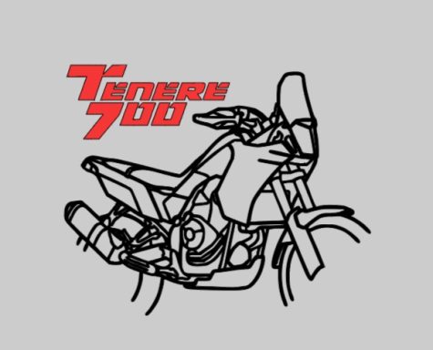 T-Shirt Yamaha Tenere 700 Illustration eines Motorrads, Modell Tenere 700, in minimalistischer Linienführung.