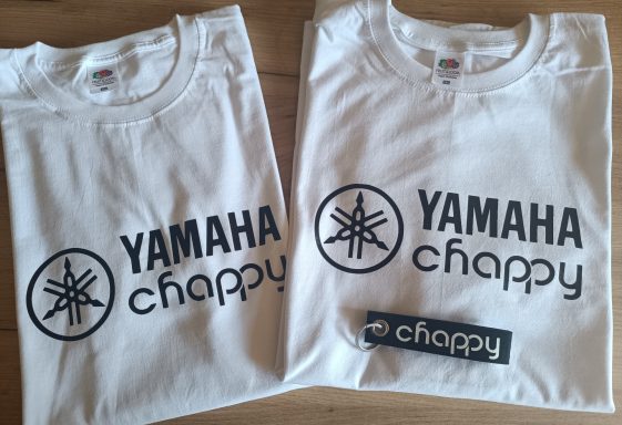 T-Shirt Yamaha Chappy weißes T-Shirt mit Aufdruck Yamaha Chappy