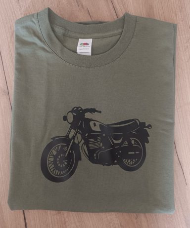 T-Shirt Yamaha SR500 olivgrünes T-Shirt mit Silhouette einer Yamaha SR500