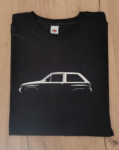 T-Shirt Opel Corsa A schwarzes T-Shirt mit Silhouette eines Opel Corsa A