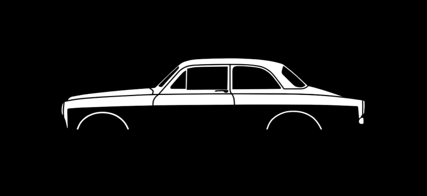 T-Shirt Volvo Amazon schwarzes T-Shirt mit Silhouette eines Volvo Amazon