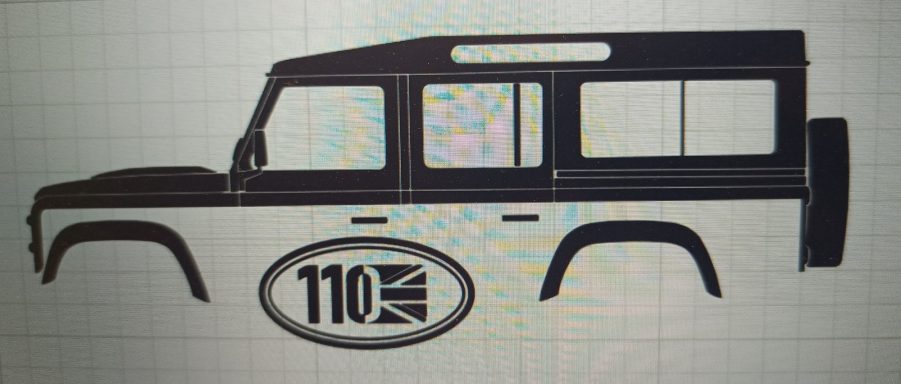 T-Shirt Defender 110 mit alternativem Logo T-Shirt mit Land Rover Defender 110 und UK Flagge