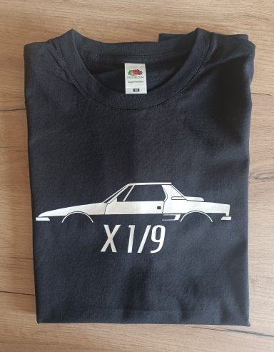 T-Shirt Fiat X 1-9 Bertone schwarzes T-Shirt mit Silhouette eines Fiat X 1-9 Bertone