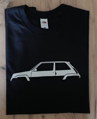 T-Shirt Renault R5 GT turbo schwarzes T-Shirt mit Silhouette eine Renault R5 GT turbo