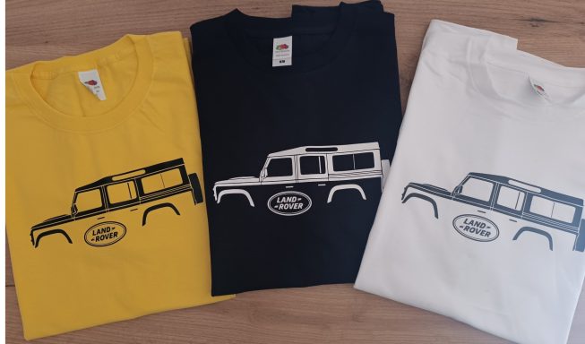 T-Shirt Land Rover Defender 110 Drei T-Shirts mit Land Rover Defender 110 Silhouette