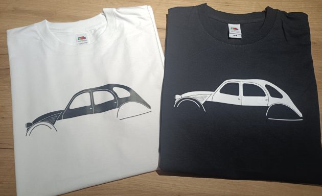 T-Shirt Citroen 2CV "Ente" Zwei T-Shirts mit Silhouette eines Citroen 2CV