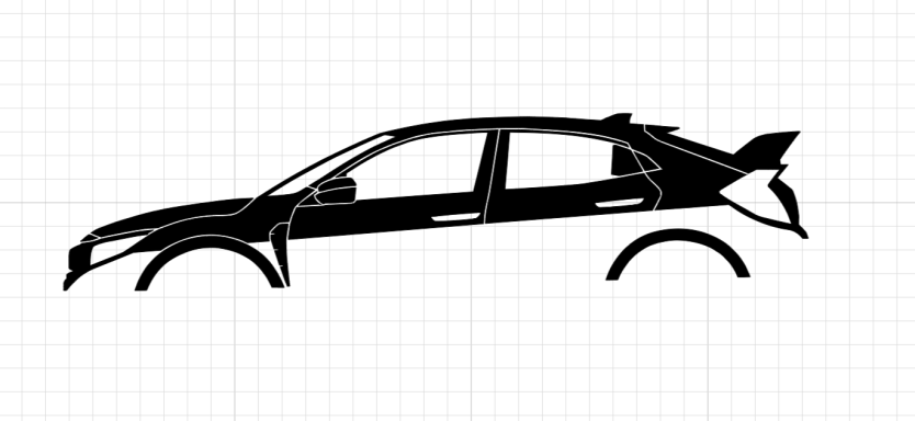 T-Shirt Honda Civic Type-R Silhouette eines Honda Civic Type-R Fk8