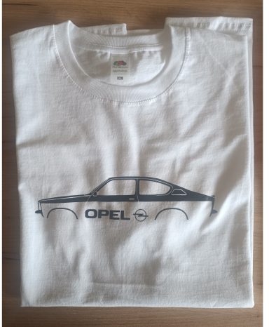 T-Shirt Opel Kadett C Coupe weißes T-Shirt mit Opel Kadett C Coupe