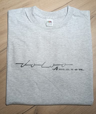 T-Shirt Volvo Amazon Schrift Graues T-Shirt mit dem alten Volvo-Schriftzug des Volvo Amazon