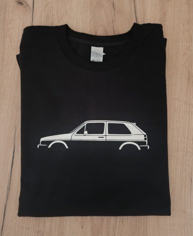 T-Shirt VW Golf 2 schwarzes T-Shirt mit Silhouette eines VW Golf 2 GTI