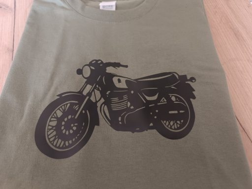 T-Shirt Yamaha SR500 olivgrünes T-Shirt mit Silhouette einer Yamaha SR500