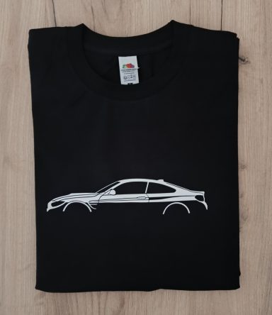 T-Shirt BMW M4 Coupe Schwarzes T-Shirt mit Silhouette eines BMW M4 Coupe F12