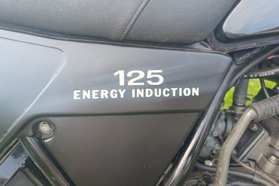 Yamaha DT 125 LC 10V Seitendeckel mit Aufkleber Energy Induction