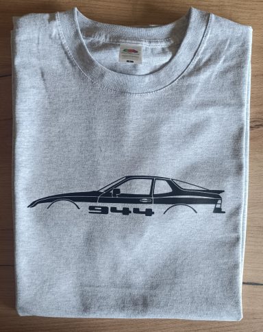 T-Shirt Porsche 944 graues T-Shirt mit Silhouette eines Porsche 944 Coupe