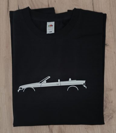 T-Shirt BMW 3er E36 Cabrio Schwarzes T-Shirt mit Silhouette eines 3er BMW E36 Cabrio