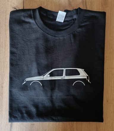 T-Shirt VW Golf 3 schwarzes T-Shirt mit Silhouette eines VW Golf 3