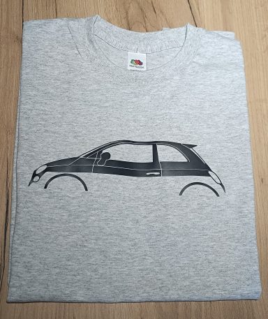 T-Shirt Fiat 500 Abarth graues T-Shirt mit Silhouette eines Fiat 500 Abarth